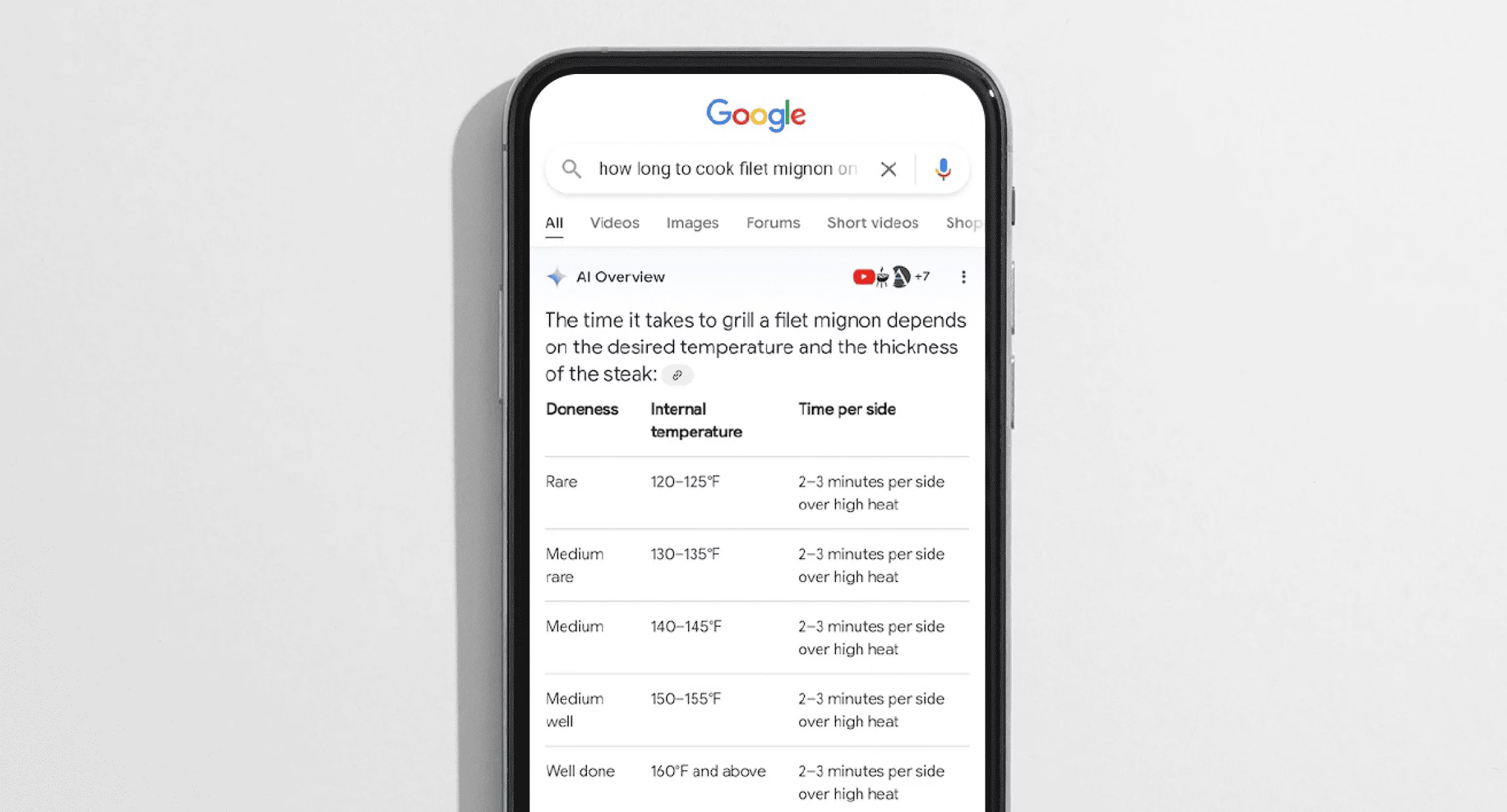 Google AI Overview screenshot on mobile phone